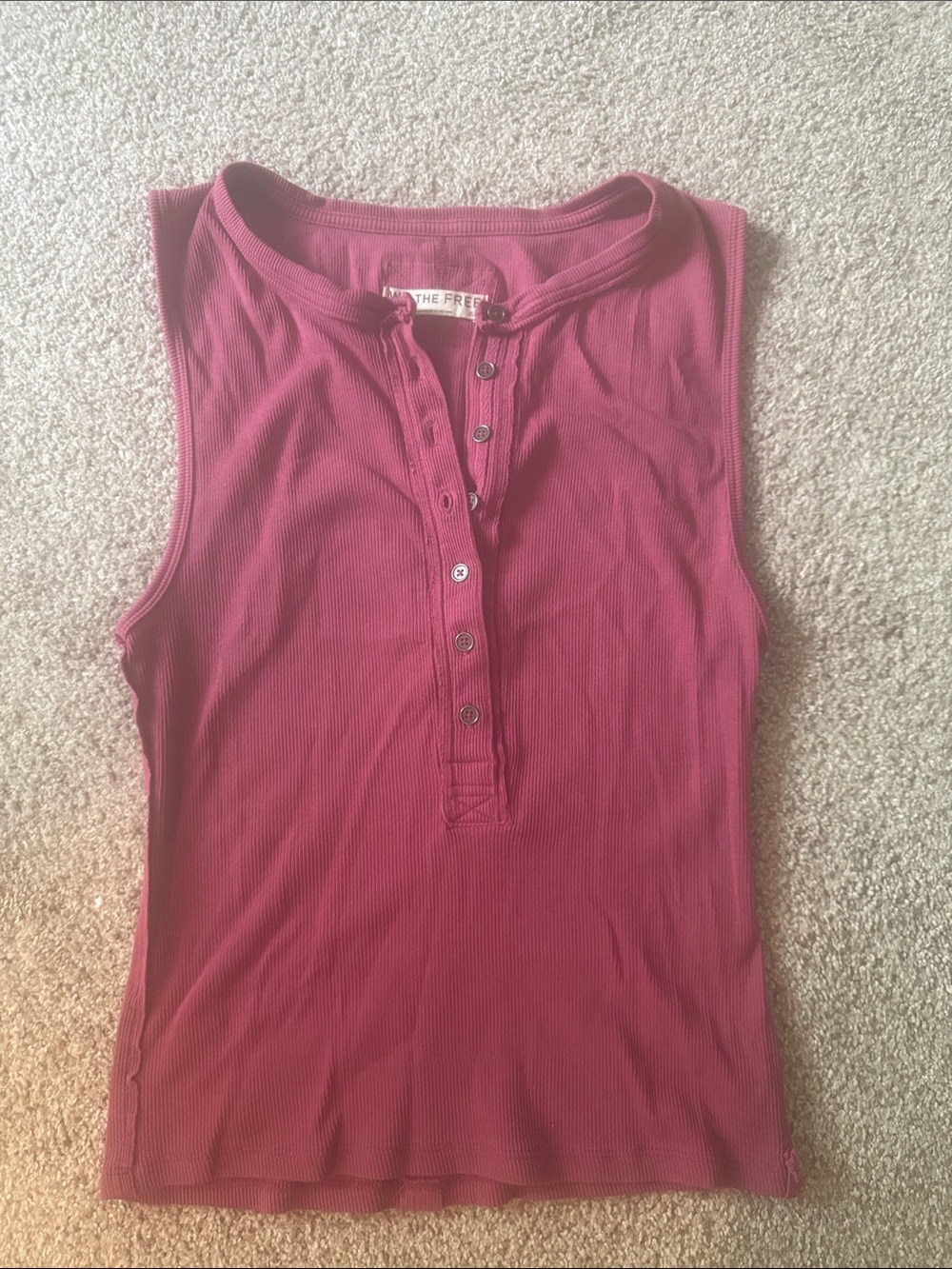 Free People Sleeveless Ribbed Jamie Henley Tank in Sangria